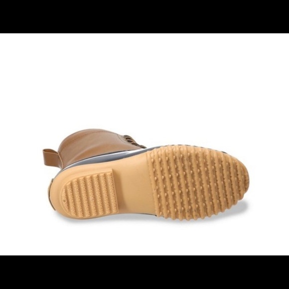 Totes waterproof boots rain boots snow winter lace up navy tan duck - Picture 5 of 6